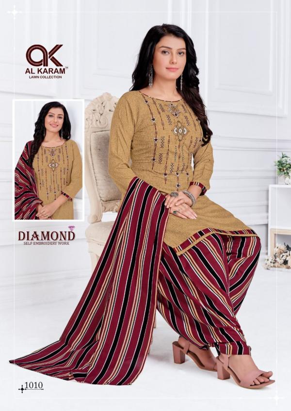 Al Karam Diamond Vol-1 Cotton Designer Pakistani Dress Material